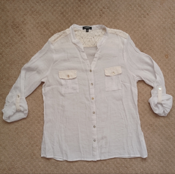 Women's Elementz Button-down Blouse - White (XL) - Picture 3 of 7